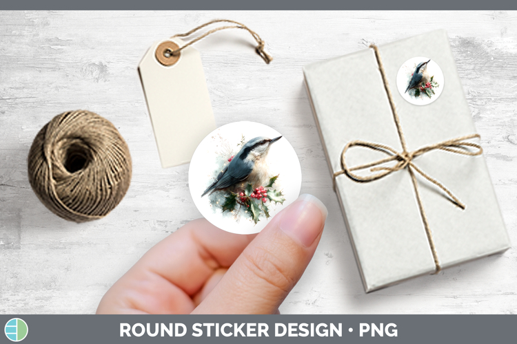 Nuthatch Birds 01 Christmas Botanicals Stickers Design