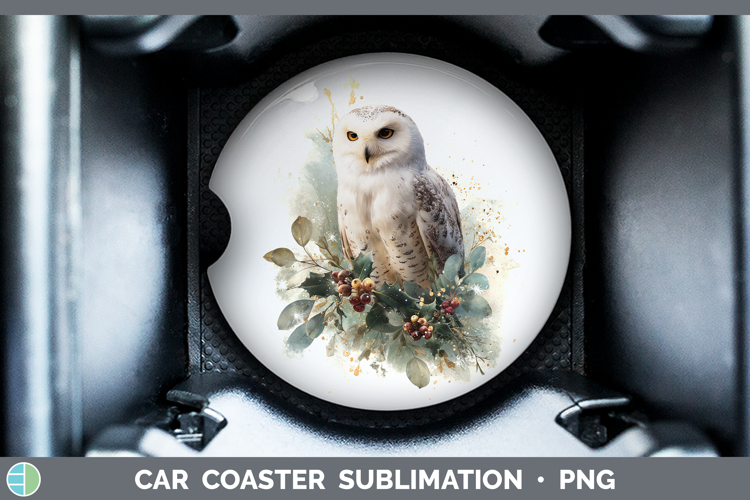 Owl Birds 01 Christmas Botanicals Car Coaster Sublimation De