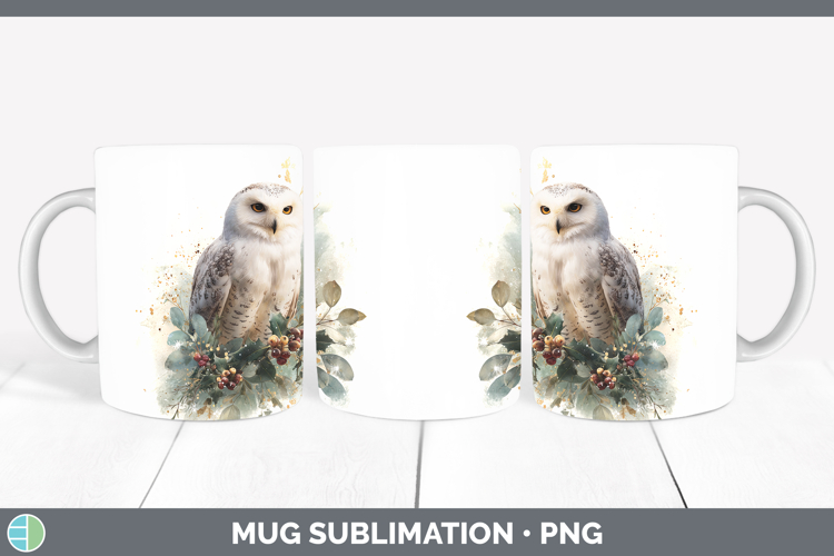 Owl Birds 01 Christmas Botanicals Mug Wrap Sublimation Desig