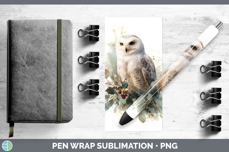 Owl Birds 01 Christmas Botanicals Pen Wrap Sublimation Desig