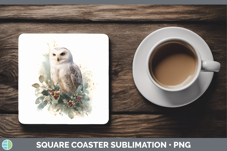 Owl Birds 01 Christmas Botanicals Square Coaster Sublimation