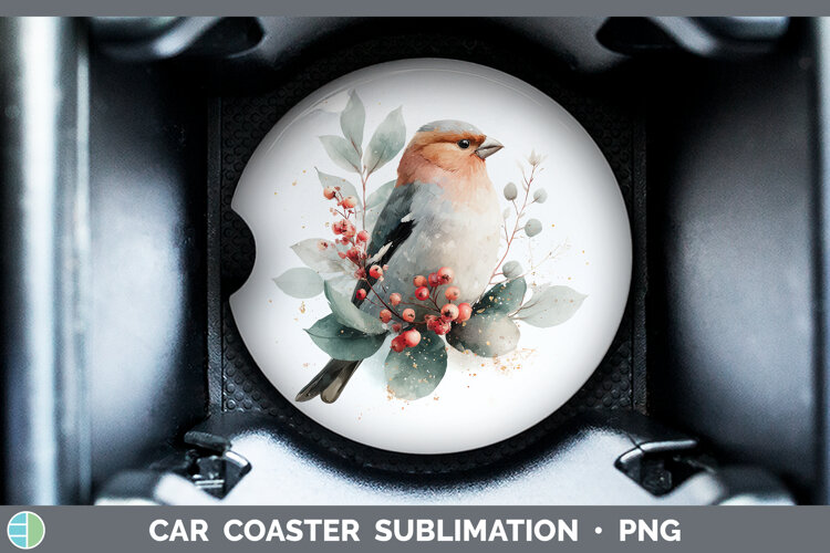 GorgeousBirds 01 Christmas Botanicals Car Coaster design.