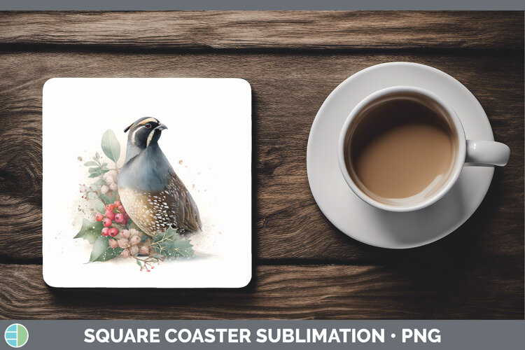 GorgeousBirds 01 Christmas Botanicals Square Coaster design.