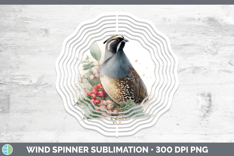 Quail Birds 01 Christmas Botanicals Wind Spinner Sublimation