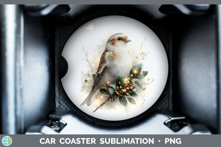 GorgeousBirds 01 Christmas Botanicals Car Coaster design.