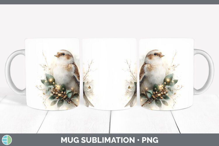 GorgeousBirds 01 Christmas Botanicals Mug Wrap design.