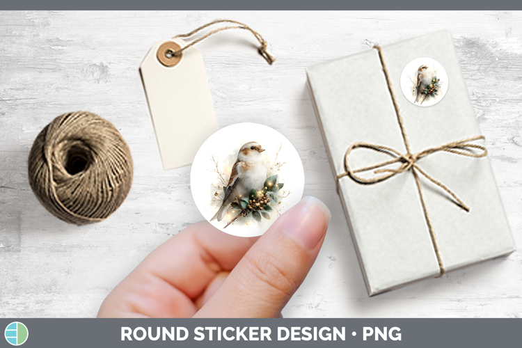 Snow Bunting Birds 01 Christmas Botanicals Stickers Design