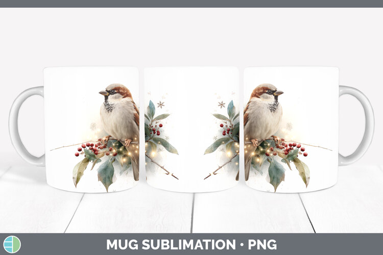 GorgeousBirds 01 Christmas Botanicals Mug Wrap design.