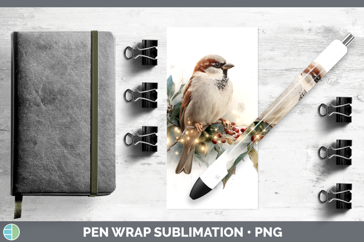 Sparrow Birds 01 Christmas Botanicals Pen Wrap Sublimation D