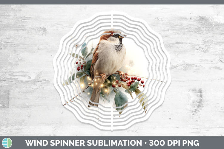 Sparrow Birds 01 Christmas Botanicals Wind Spinner Sublimati