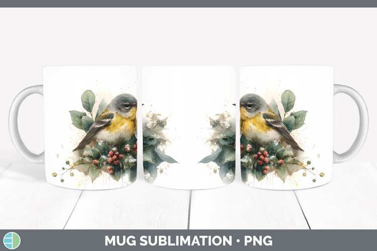 GorgeousBirds 01 Christmas Botanicals Mug Wrap design.