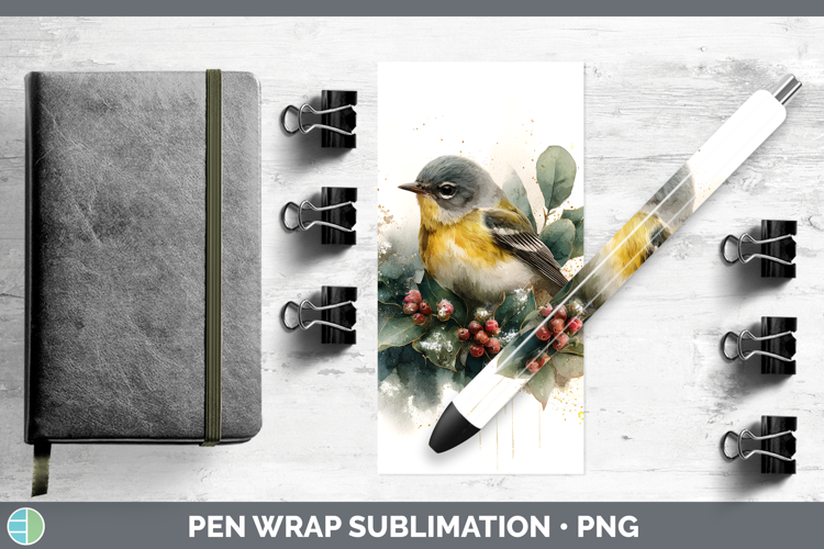 Warbler Birds 01 Christmas Botanicals Pen Wrap Sublimation D