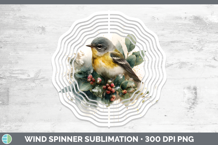 Warbler Birds 01 Christmas Botanicals Wind Spinner Sublimati