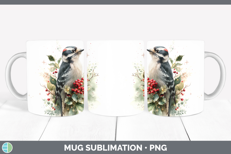 Woodpecker Birds 01 Christmas Botanicals Mug Wrap Sublimatio