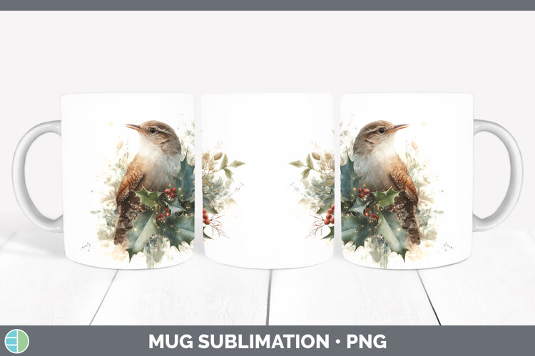 GorgeousBirds 01 Christmas Botanicals Mug Wrap design.