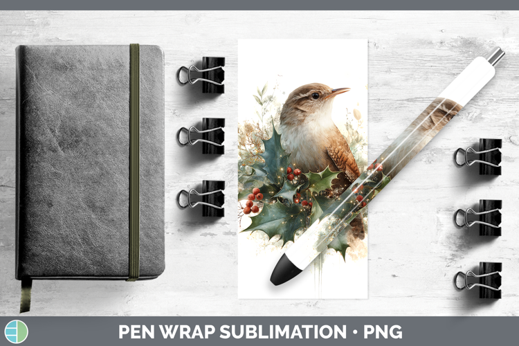 Wren Birds 01 Christmas Botanicals Pen Wrap Sublimation Desi