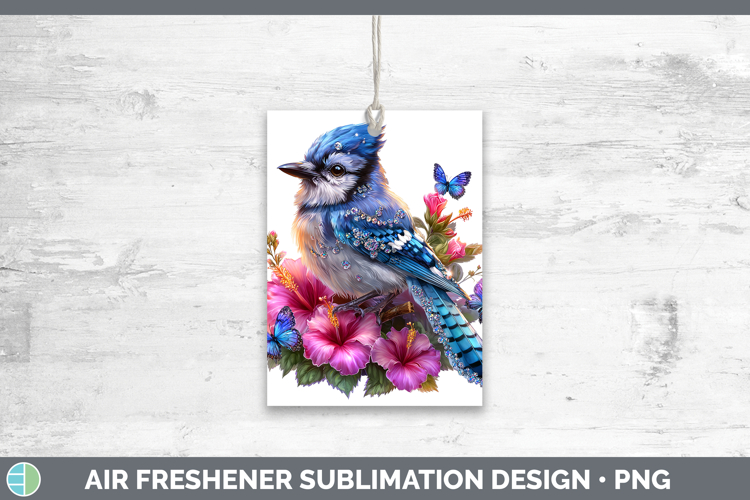 Birds 01 Floral Summer Blue Jay Air Freshener Sublimation Ca