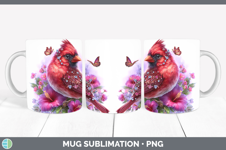 Birds 01 Floral Summer Cardinal Mug Wrap Sublimation Coffee