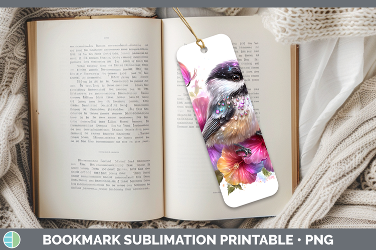 Birds 01 Floral Summer Chickadee Bookmark Sublimation Printa