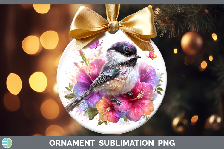 Birds 01 Floral Summer Chickadee Ornament Sublimation Bauble