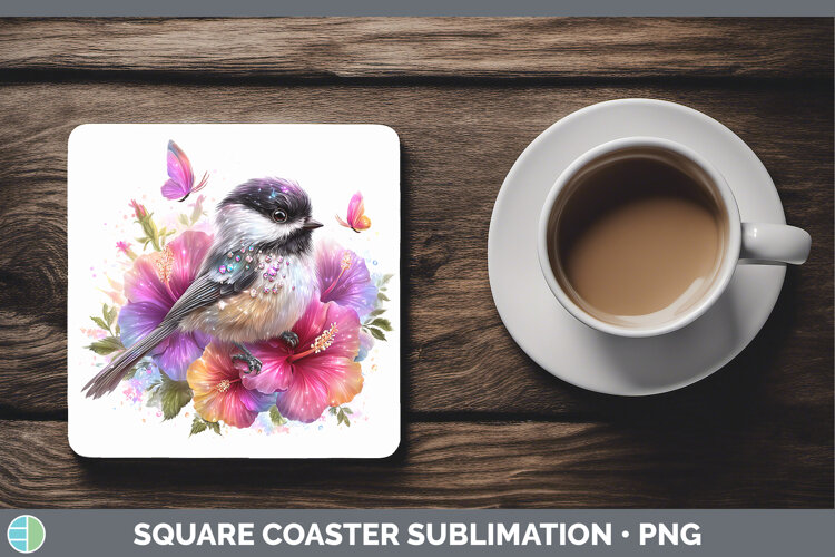 GorgeousBirds 01 Floral Summer Square Coaster design.