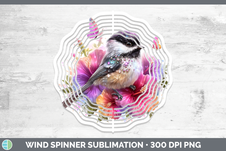 Birds 01 Floral Summer Chickadee Wind Spinner Sublimation Sp