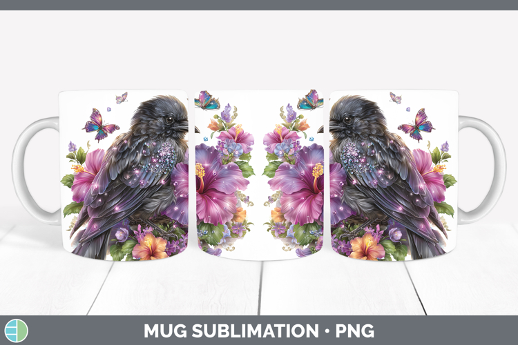Birds 01 Floral Summer Crow Mug Wrap Sublimation Coffee Cup