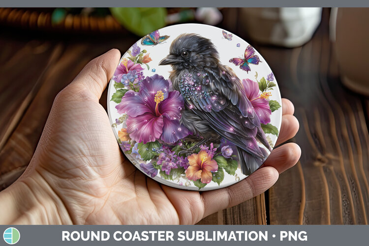 GorgeousBirds 01 Floral Summer Round Coaster design.