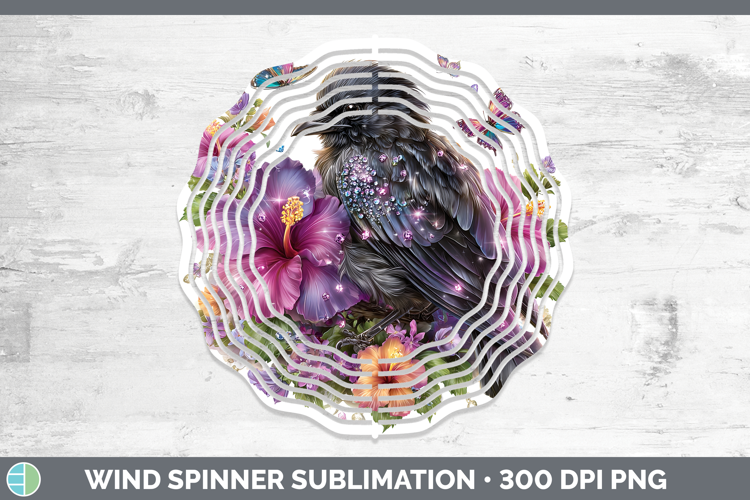 Birds 01 Floral Summer Crow Wind Spinner Sublimation Spinner
