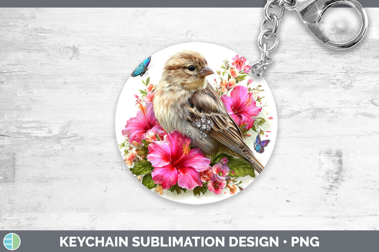 GorgeousBirds 01 Floral Summer Keychain design.