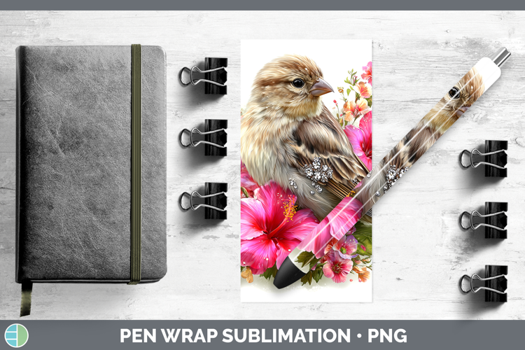 Birds 01 Floral Summer Finch Pen Wrap Sublimation Pen Design