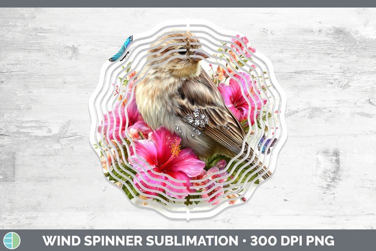 Birds 01 Floral Summer Finch Wind Spinner Sublimation Spinne