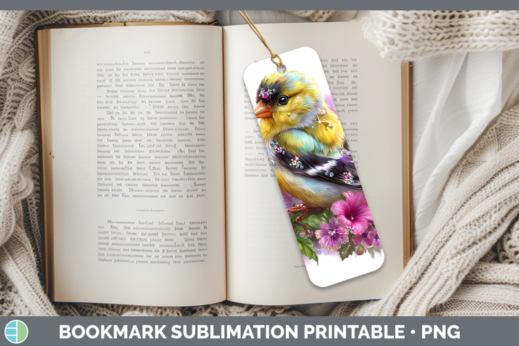 Birds 01 Floral Summer Goldfinch Bookmark Sublimation Printa