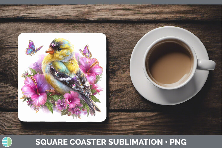 GorgeousBirds 01 Floral Summer Square Coaster design.