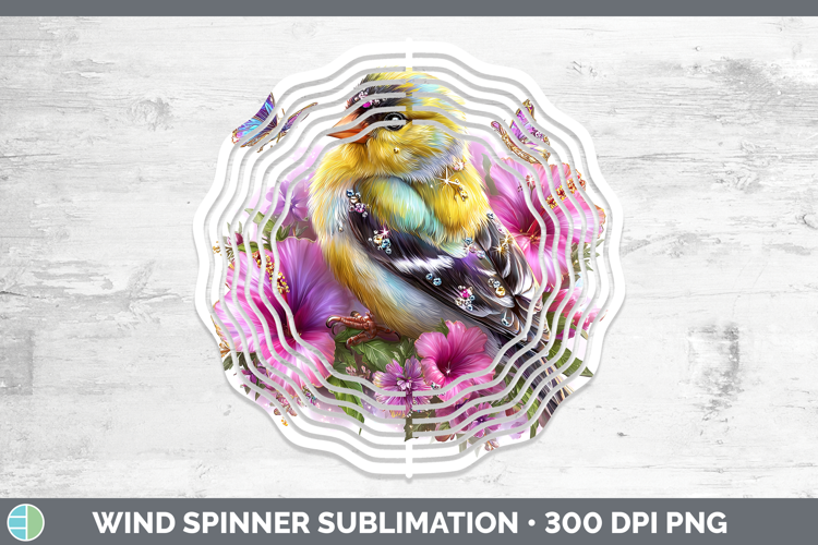 Birds 01 Floral Summer Goldfinch Wind Spinner Sublimation Sp