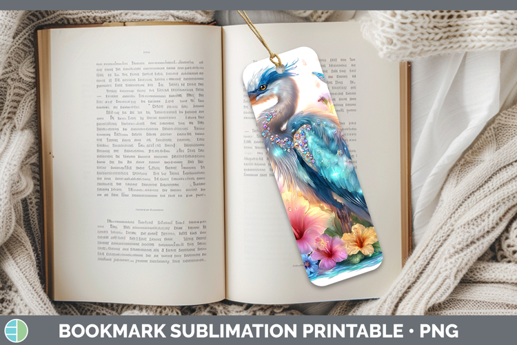 Birds 01 Floral Summer Great Blue Heron Bookmark Sublimation