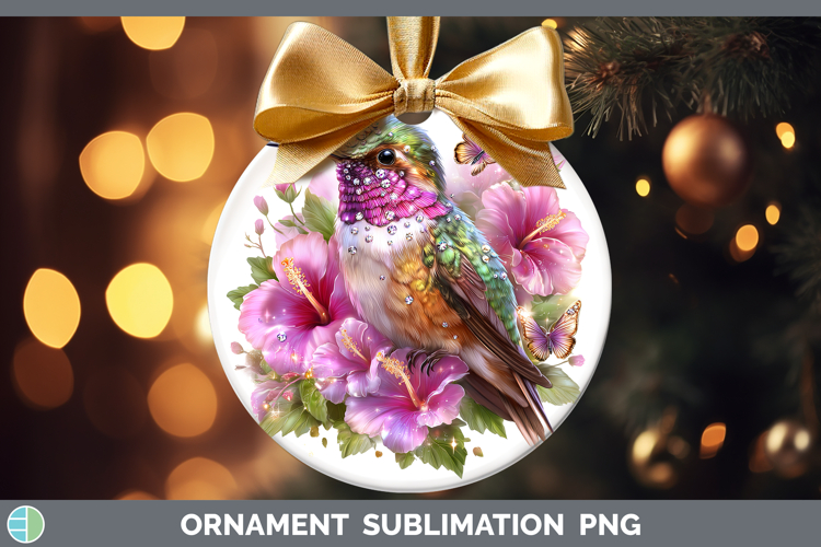 Birds 01 Floral Summer Hummingbird Ornament Sublimation Baub