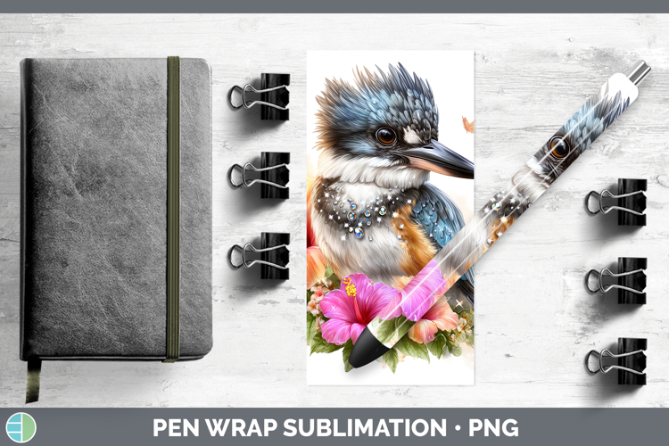 Birds 01 Floral Summer Kingfisher Pen Wrap Sublimation Pen D