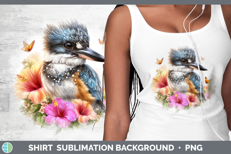 Birds 01 Floral Summer Kingfisher Shirt Sublimation Backgrou