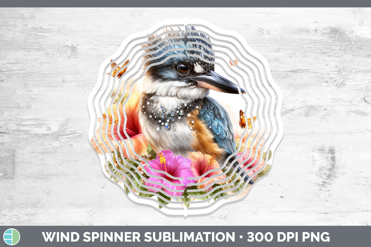 Birds 01 Floral Summer Kingfisher Wind Spinner Sublimation S