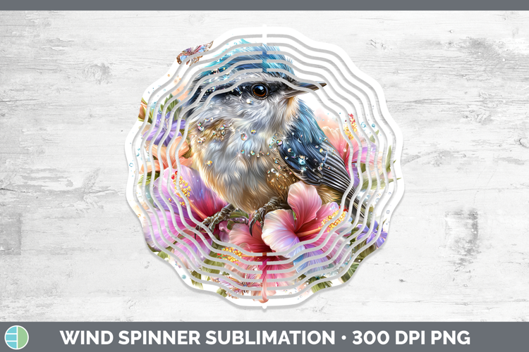 Birds 01 Floral Summer Nuthatch Wind Spinner Sublimation Spi