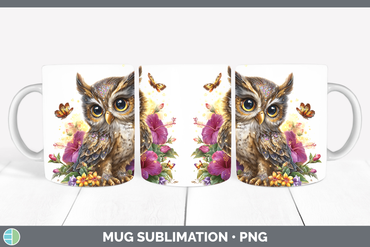 Birds 01 Floral Summer Owl Mug Wrap Sublimation Coffee Cup D