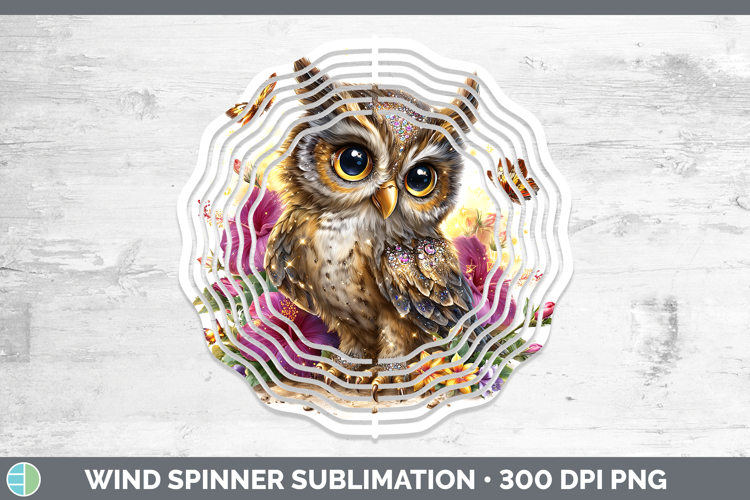 Birds 01 Floral Summer Owl Wind Spinner Sublimation Spinner