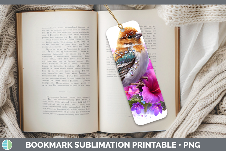 Birds 01 Floral Summer Pine Grosbeak Bookmark Sublimation Pr