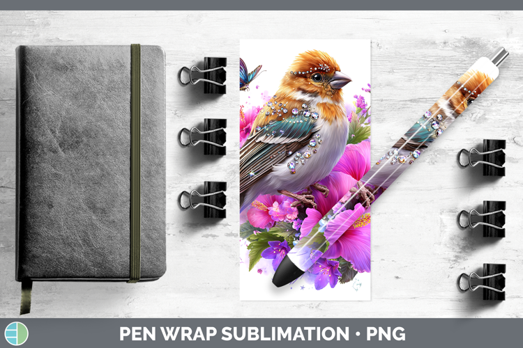 Birds 01 Floral Summer Pine Grosbeak Pen Wrap Sublimation Pe