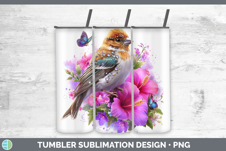 Birds 01 Floral Summer Pine Grosbeak Tumbler Sublimation 20