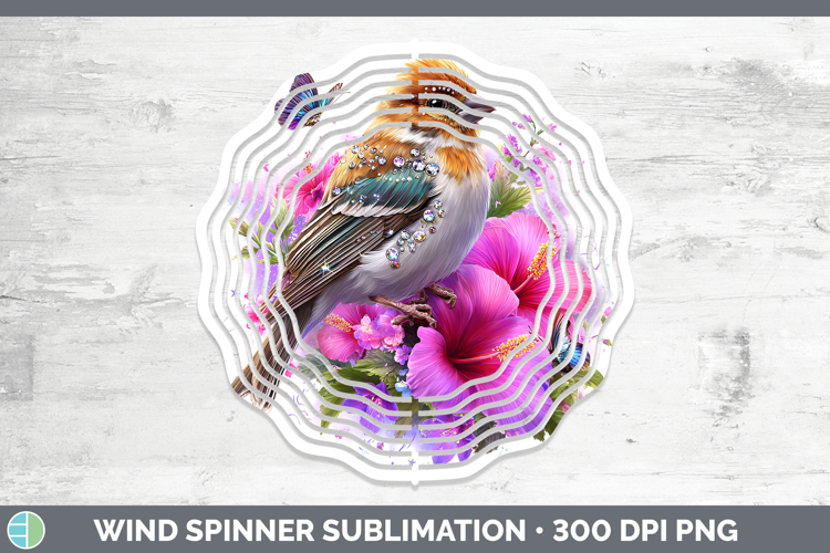 Birds 01 Floral Summer Pine Grosbeak Wind Spinner Sublimatio