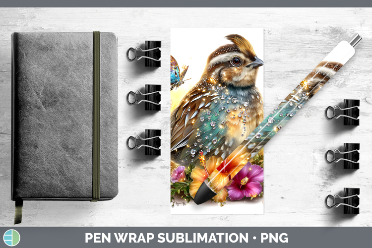 Birds 01 Floral Summer Quail Pen Wrap Sublimation Pen Design
