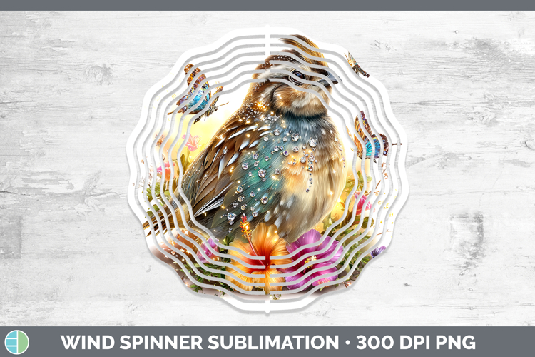 Birds 01 Floral Summer Quail Wind Spinner Sublimation Spinne