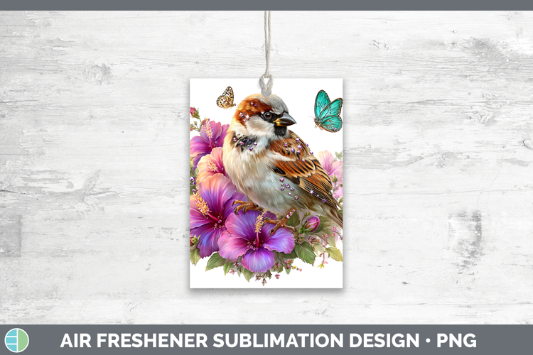 Birds 01 Floral Summer Sparrow Air Freshener Sublimation Car